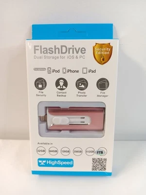1TB Usb Flash Drive 3.0 Dual Storage for iOS & PC Pink. New - Image 1 of 4
