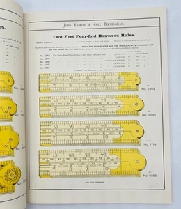 1892 John Rabone Facsimile Tool Trade Catalog Boxwood & Ivory Rules Levels Tapes - Picture 1 of 17