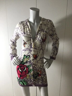 Ed Hardy By Christian Audigier Barwire Roses Full Zip Hoodie Mini Dress Size S - Image 1 of 4
