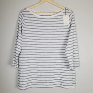 A New Day Women's Striped 3/4 Sleeve Top White/Black Size XL Soft & Comfy - Picture 1 of 7