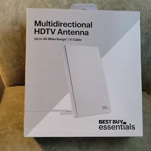Multidirectional HDTV Antenna Up To 30 Miles Range 5 Foot Cable TV New - Picture 1 of 4