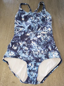 TRAJE DE BAÑO SPEEDO 1 PC estampado azul blanco talla PEQUEÑO FORRADO ¡BONITO! - Imagen 1 de 2