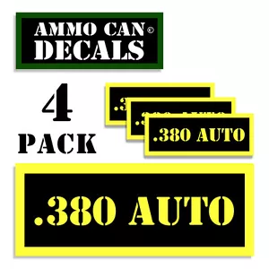 380 AUTO Munitionsdose Etikett 4x Munition Etui Aufkleber Aufkleber 4er-Pack YW MINI 1,5 Zoll - Bild 1 von 2