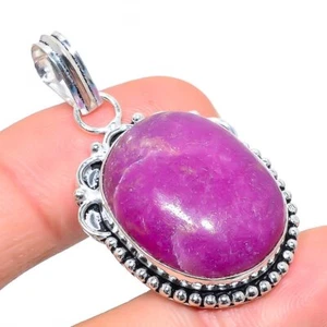 Kashmir Ruby(Simulated) Gemstone Handmade Gift Jewelry Pendant 1.77" For Her T26 - Picture 1 of 2