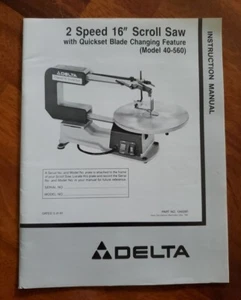 Original DELTA 2 Speed 16" Scroll Saw Model 40-570 Instruction Manual - Picture 1 of 7