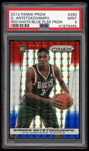 Panini Prizm Giannis Antetokounmpo RC 2013-14 PSA 9 RWB Pulsar rojo blanco azul SP - Imagen 1 de 3