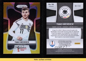 2018 Panini Prizm World Cup Gold Prizm /10 Timo Werner #98