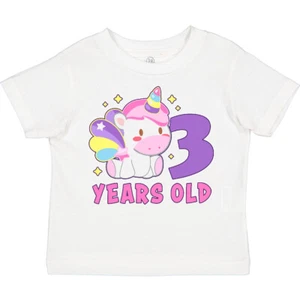 Inktastic 3 Years Old With Cute Unicorn Birthday Toddler T-Shirt Birthdays Three - Picture 1 of 10