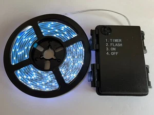 120LED WHITE 3AA Battery Strip Light with constant ON, FLASH and 6hr Timer mode - Picture 1 of 2