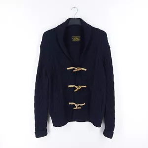 All Saints Men's Size Medium Navy 75% Wool 25% Yak Cable Knit Breckon Cardigan - Picture 1 of 9