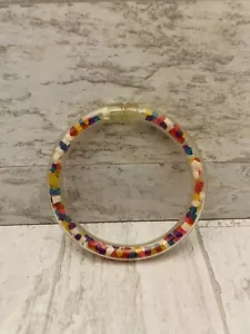 Vintage 80er 90er klar transparent Armband Rock Sprinkle Spangle Konfetti Mädchen - Bild 1 von 10