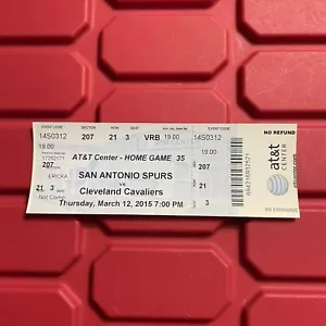 San Antonio Spurs Vs Cleveland Cavaliers Ticket Stub NBA Kyrie 57 Pts März 2015 - Bild 1 von 2