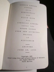 1965 GRAND LODGE MASONS OF WISCONSIN BOOKLET - BBA-26 - Picture 1 of 4