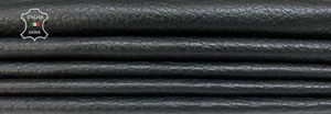 BLACK BUFFALO GRAINY TEXTURE Soft Italian Lamb leather 2 skins 10sqf 0.8mm B8301 - Picture 1 of 5