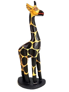 Vintage 12” Tall Hand Carved Wooden Giraffe Statue Figurine African Safari - Picture 1 of 7