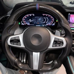Real Carbon Fiber leather Sport Steering Wheel Fit BMW F40 F44 G20 G21 G22 G23 - Picture 1 of 15