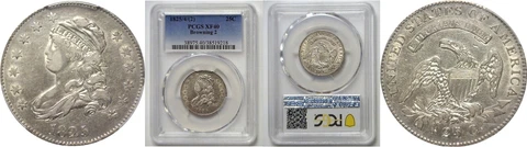 1825/4/(2) Bust Quarter PCGS XF-40 Cover