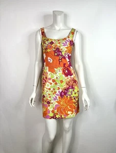 Vtg Moschino Jeans Psychedelic Floral Print Mini Dress S 40 - Picture 1 of 16