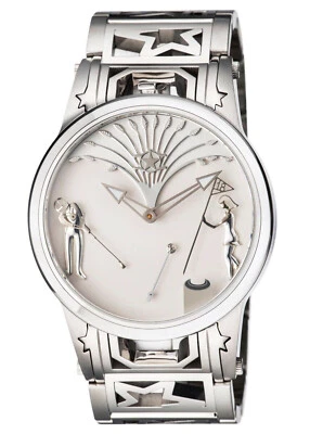 Reloj de golf Watchstar Automaton hecho en Suiza esfera animada acabado platino 48 mm Foto 1 de 4