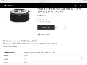 honda 19-7044 luftfilter und vorfilter - Bild 1 von 1