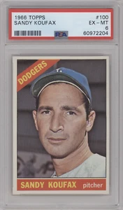 Sandy Koufax 1966 Topps #100 PSA 6 EXMT HOF Los Angeles Dodgers Southpaw - Bild 1 von 2