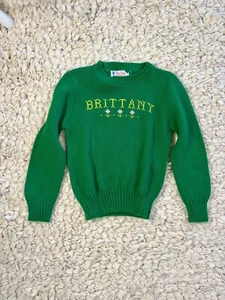 Vintage Blue Bird Brittany Embroidered Cross Stitch Sweater - Picture 1 of 10