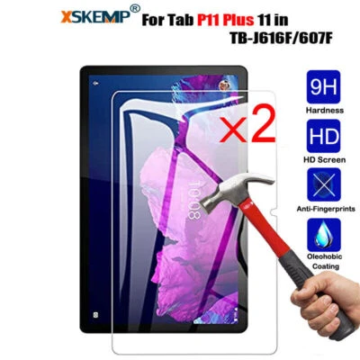 2PCS Tempered Glass HD Screen Protector Lenovo Tab P11 Plus 11 in TB-J616F J607F - Image 1 of 4
