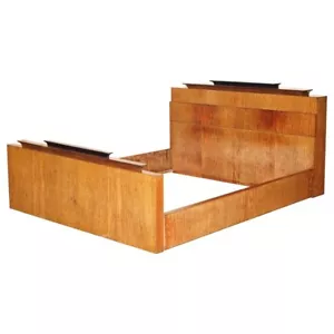 ORIGINAL ANTIQUE ART DECO CIRCA 1920'S EXTRA LARGE BED FRAME WITH HIDDEN STORAGE - Picture 1 of 17