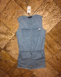NWT 7 for All Mankind Jeans Denim Shorts Romper One-piece Outfit Youth Girl's - Picture 1 of 4
