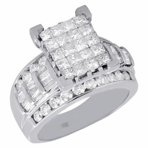 10K White Gold Ladies Princess Cut Diamond Wedding Engagement Ring Set 2.01 Ct. - Picture 1 of 5