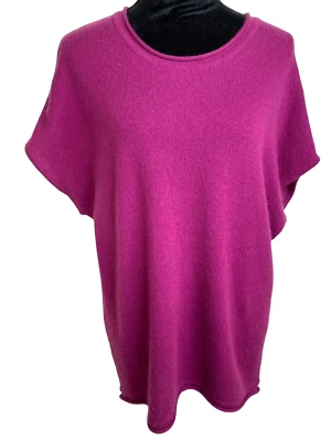 Neiman Marcus Womens Magenta Cashmere Short Sleeve Sweater Size XS Old Money - Image 1 of 4