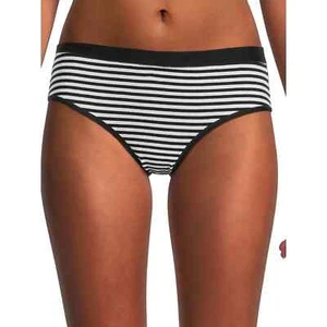 Bragas hipster de algodón para mujer No Boundaries talla MEDIANAS negras blancas a rayas - Imagen 1 de 2