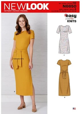 NEW LOOK 6650 MISSES' JUST 4 KNITS DRESS Sewing pattern Sizes 10 - 22 - Image 1 of 4