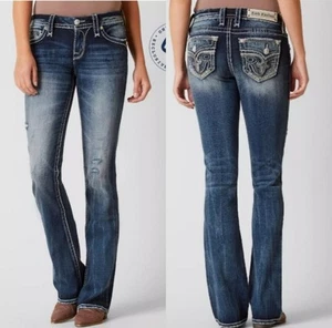 Vaqueros Rock Revival Sundee tiro medio corte bota talla 27" - Imagen 1 de 9