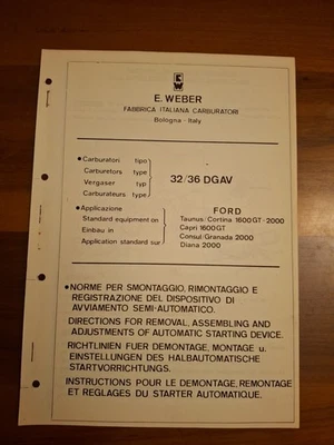 CARBURATORI  E. WEBER- TIPO 32/36 DGAV PER FORD TAUNUS CAPRI GRANADA DIANA 2000 - Immagine 1 di 4