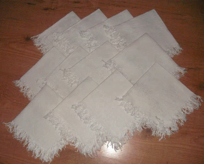 Ensemble de12 serviettes à thé damassées anciennes - Photo 1/4