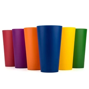 32-Ounce Plastic Tumblers Large Drinking Glasses Set of 6 Multicolor - Picture 1 of 3