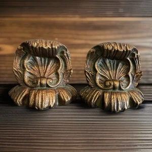 Acabado vintage Art Nouveau de hierro fundido/bronce con hermosos sujetalibros de pátina - Imagen 1 de 5
