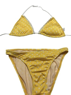 "Bikini Fresh Peaches amarillo brillante y blanco a lunares nuevo sin etiquetas talla mediana con 34"" B/C" Foto 1 de 4