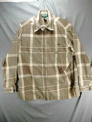 Ralph Lauren Flannel Shirt Jacket Mens Large Brown Full Zip Missing Buttons* - Image 1 of 4