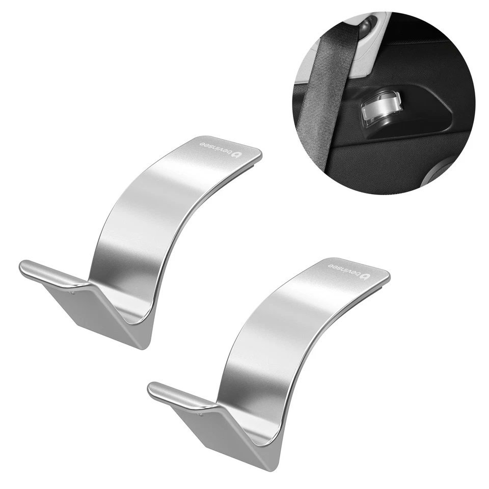 BEVINSEE For BMW E92 2007-2013 Seatbelt Extender Arm Fix Hooks Aluminium Silver - Image 1 of 4