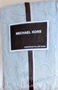 Michael Kors Euro Pillow Shams 26" x 26" Pale Blue 85%Cott/15" Linen NEW In Pkg - Picture 1 of 3