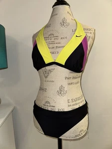 NIKE Damen Color Block 2-tlg Bikini Triangel gepolstert Schwimmen 10 NEUWERTIG - Bild 1 von 7