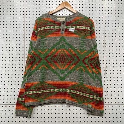 Denim Supply Ralph Lauren Aztec Henley Knit Sweater Mens Large Tribal 23X25.5 - Image 1 of 4