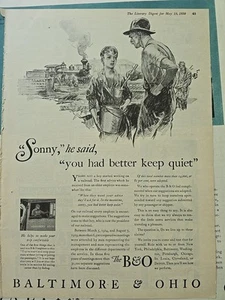 1930 Baltimore & Ohio B&O Junge arbeitet an der Eisenbahn Keep Quiet Vintage Anzeige - Bild 1 von 1
