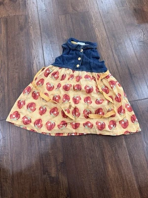 Vestido vaquero fresa manchado años 90 para niñas talla 5 raro Foto 1 de 4