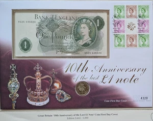 1998 £1 Coin & Note Penultimate Issue & First Day Cover Ltd Edition - Picture 1 of 7