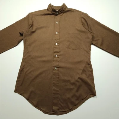 VTG Van Heusen 417 Mens Shirt Small Brown Vanopress V Taper Western Cowboy Rodeo - Image 1 of 4