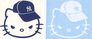MEAN HELLO KITTY NY YANKEES GORRA CALCOMANÍA PEGATINA VINILO x 2 - Imagen 1 de 1