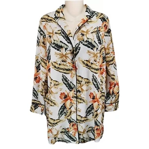 Forever 21 Womens Sleepshirt Small S Earth Tone Floral Button Up Nightgown - Picture 1 of 7